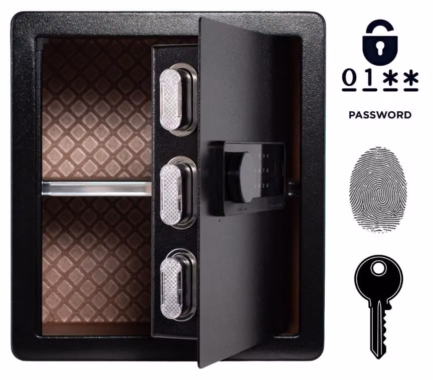 Cassaforte blindata biometrica con impronta digitale 40x36x30 cm nero