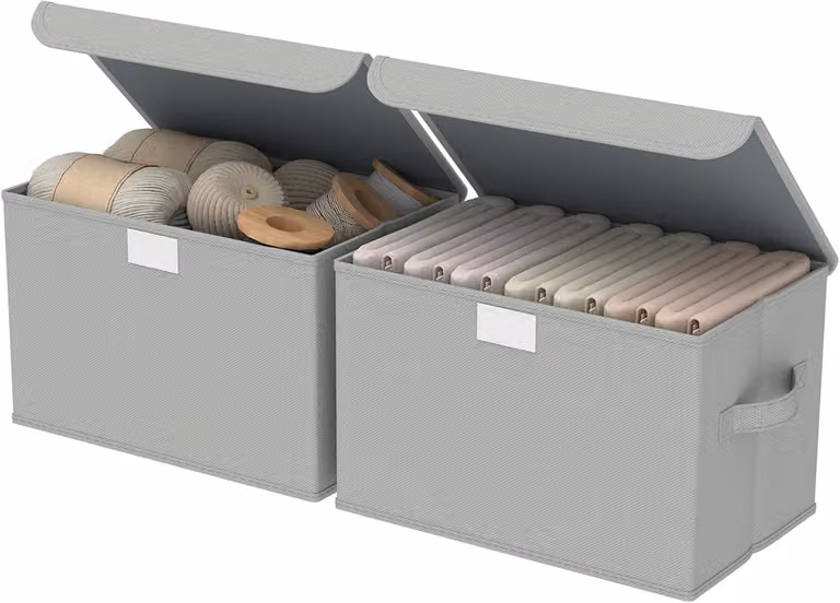 Contenitore pieghevole con coperchio, dimensioni 26 x 20 x 17 cm, dotato di 2 maniglie, ideale per riporre abiti