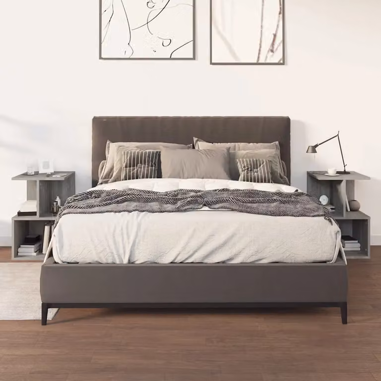 Set di 2 comodini vidaXL moderni in legno multistrato e MDF, colore grigio, L 35 cm x P 35 cm x H 55 cm, modello da appendere alla parete