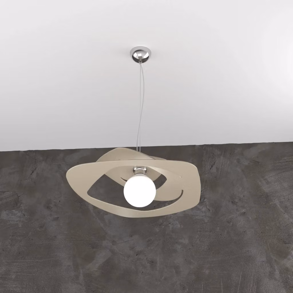 Lampadario a sospensione moderno Warped TOPLIGHT in metallo beige e cromo, design organico con attacco E27, diametro: 50 cm – 2