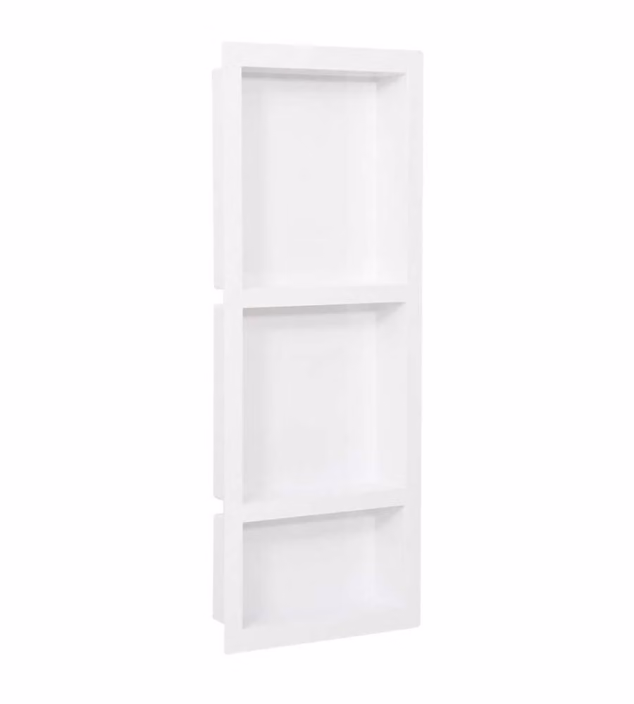 Nicchia da Doccia con 3 Scomparti Bianco Opaco 41x99x9 cm