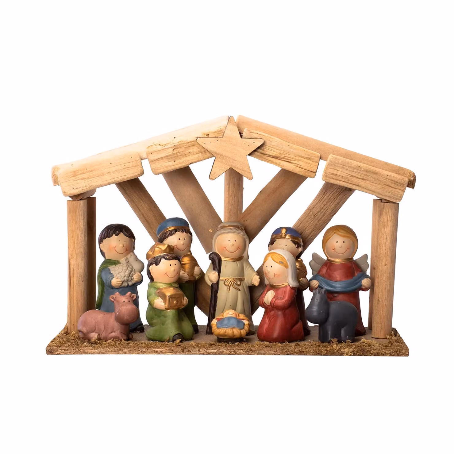 Presepe Natività Vestiamo Casa con 10 Statuette in MDF e Poliresina, Decorazione Natalizia Multicolore, Altezza: 22 cm – 1