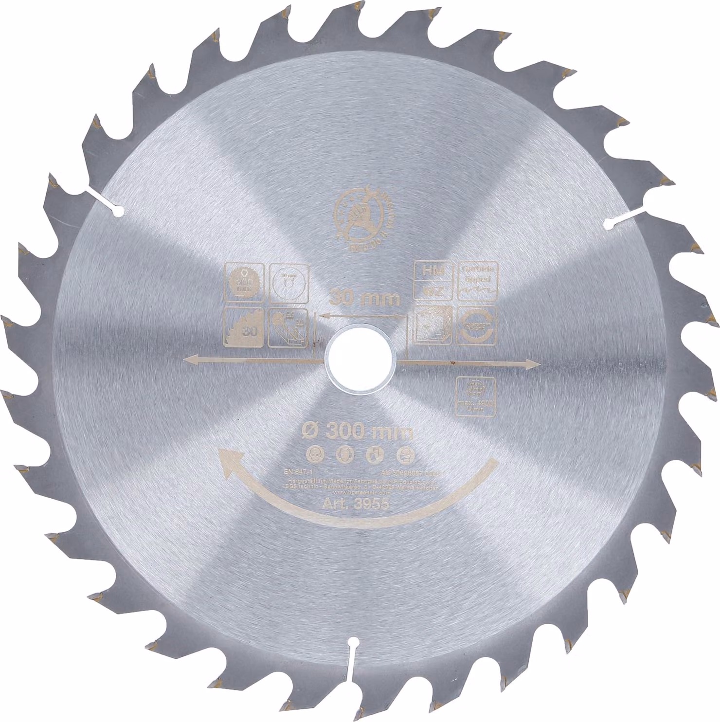 BGS Diy 3955 | Lama circolare in metallo duro | Ø 300 x 30 x 3,2 mm | 30 denti