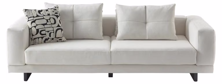 Bequmer Weißer 3-Sitzer Luxuriöse Wohnzimmer Polstercouch Textilsofa