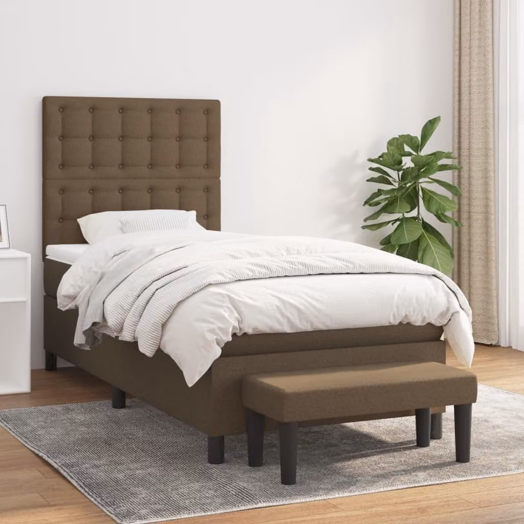Maison Exclusive - Giroletto a Molle con Materasso Marrone Scuro 90x200 cm Tessuto