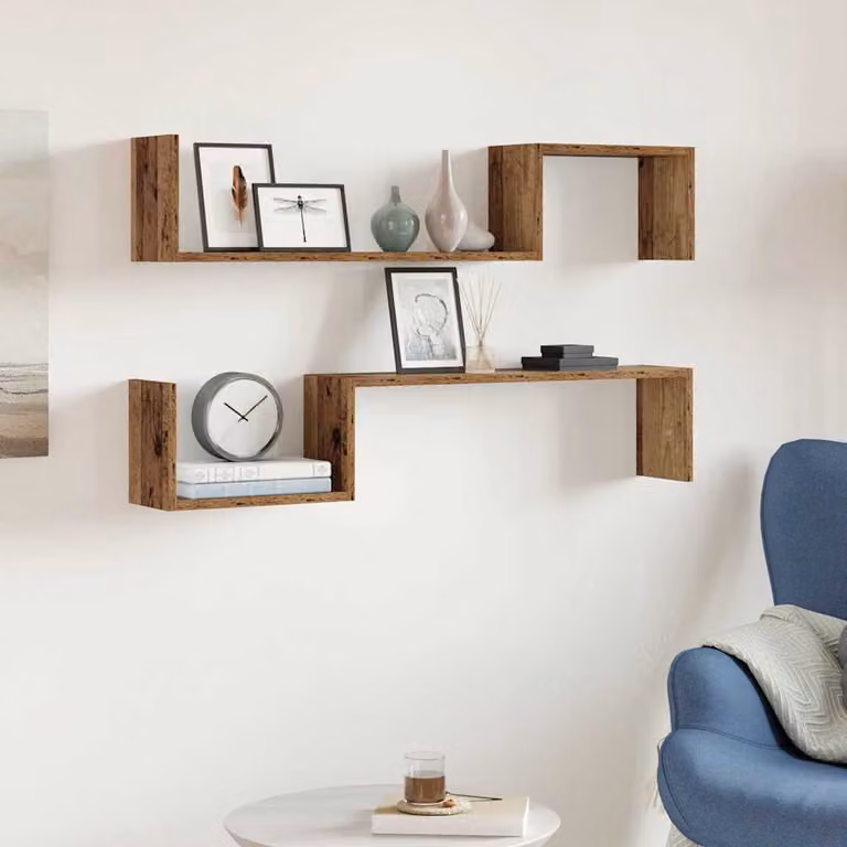 Set di 2 Scaffali da Parete vidaXL in Legno Antico Marrone L 100 cm x H 20 cm x P 15 cm