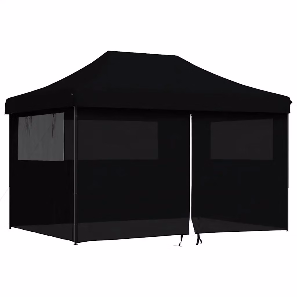Tendone per feste pop-up pieghevole Videx con 4 pareti e finestre, nero, L: 410 cm, P: 279 cm, H: 315 cm – 2
