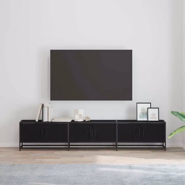 Mobile TV 2 pz-Set di 2 Credenza per TV Rovere Nero 210 x 35 x 41 cm Legno multistrato