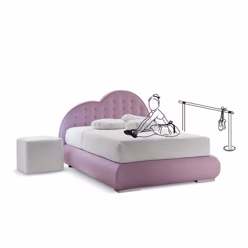 Letto piazza e mezza con testata cuore Nefi Italia - Olivina