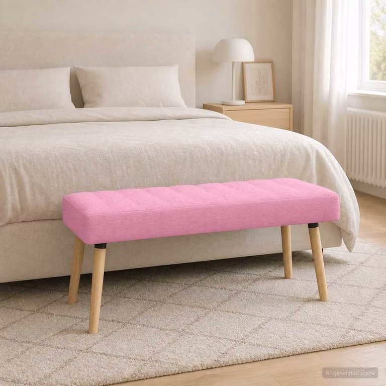 Panchina trapuntata a canale vidaXL in tessuto rosa con struttura in legno L: 110 cm, P: 40 cm, H: 46 cm