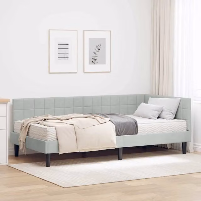 Struttura Letto Angolare con Materasso 2 pz-Giroletto con materasso Grigio chiaro 960605