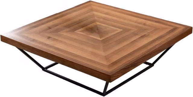 Tavolino in legno "Cora" - 100 x 100 x 32 cm - Noce