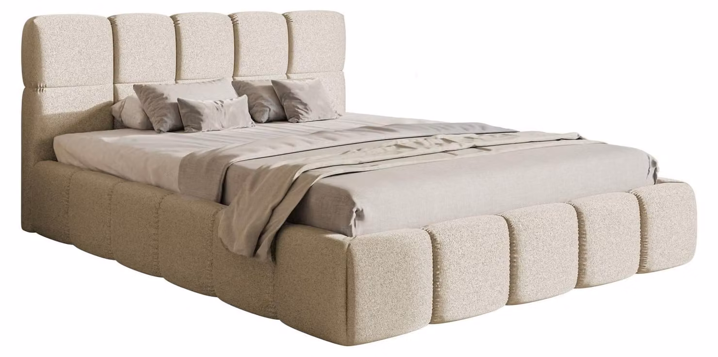 Selsey Cloudy – Letto imbottito 120x200 cm, ciniglia beige chiaro
