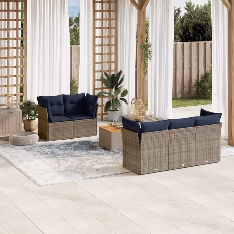 Maison Exclusive - Set Divani da Giardino 6 pz con Cuscini Grigio in Polyrattan