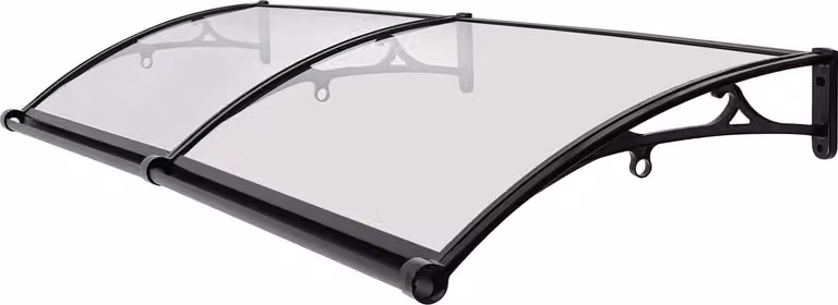 Copertura per porta - 200x60 cm - Tenda da sole in alluminio - Resistente a pioggia e neve - Forma ad arco - Design simile a una recinzione - Protezione trasparente