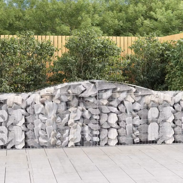 Set di 3 Cesti Gabbioni ad Arco vidaXL in Acciaio Zincato Grigio L: 400 cm, P: 50 cm, H: 80/100 cm
