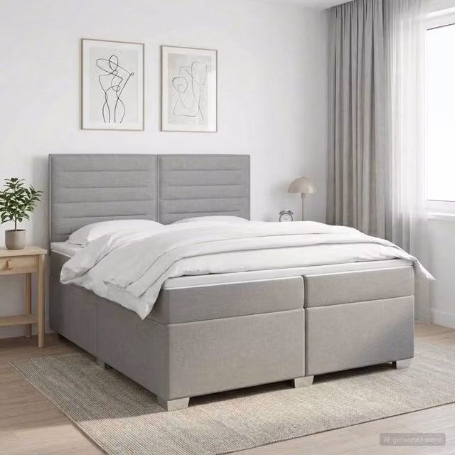 Letto box spring con materasso ibrido vidaXL Grigio Chiaro L/P: 200 x 200 cm