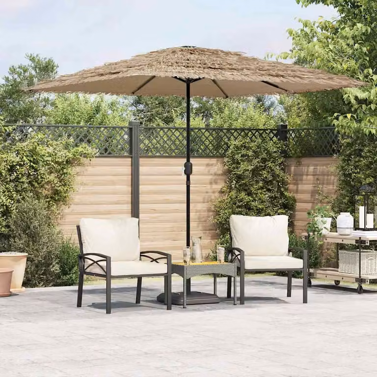 Ombrellone da giardino vidaXL con palo centrale in acciaio e copertura in poliestere marrone L/P/H: 248 x 248 x 248 cm