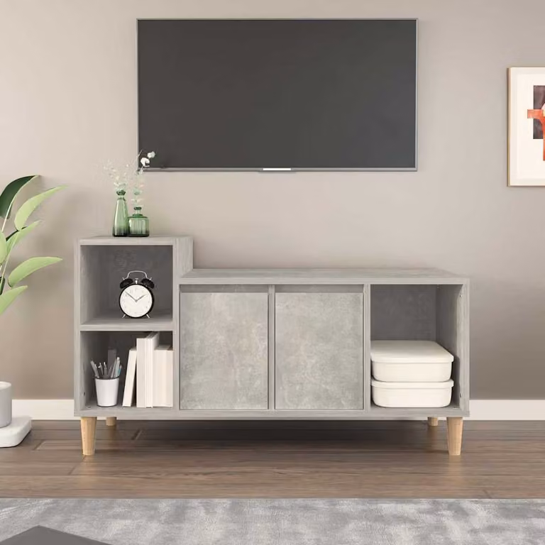 Mobile per TV vidaXL in stile rustico grigio cemento con legno e MDF L/P/H: 100 x 35 x 55 cm