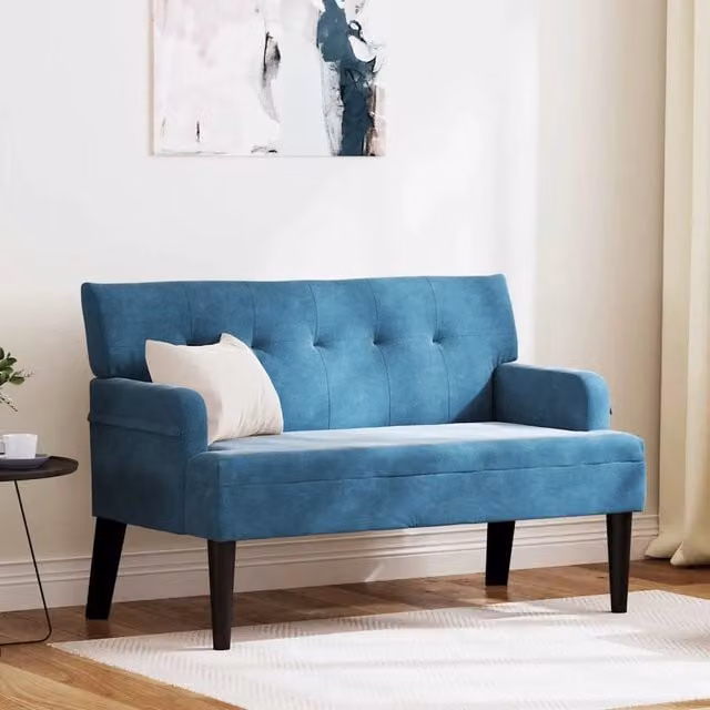 Panca Chesterfield-Sgabello-Divano Blu 112 x 65,5 x 75 cm Velluto