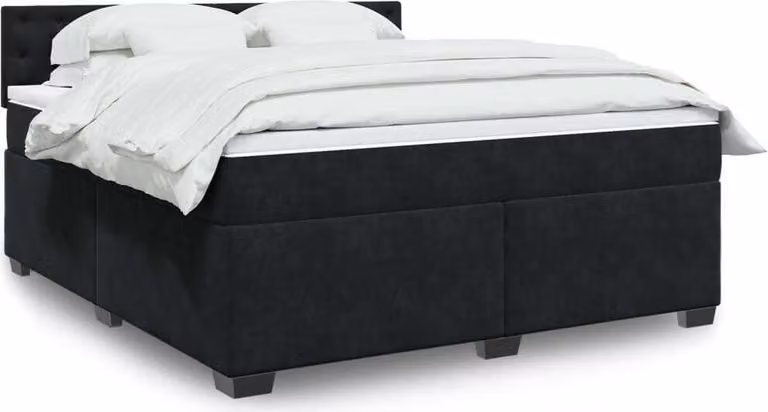 Maison Exclusive - Giroletto a Molle con Materasso Nero 180x200 cm in Velluto