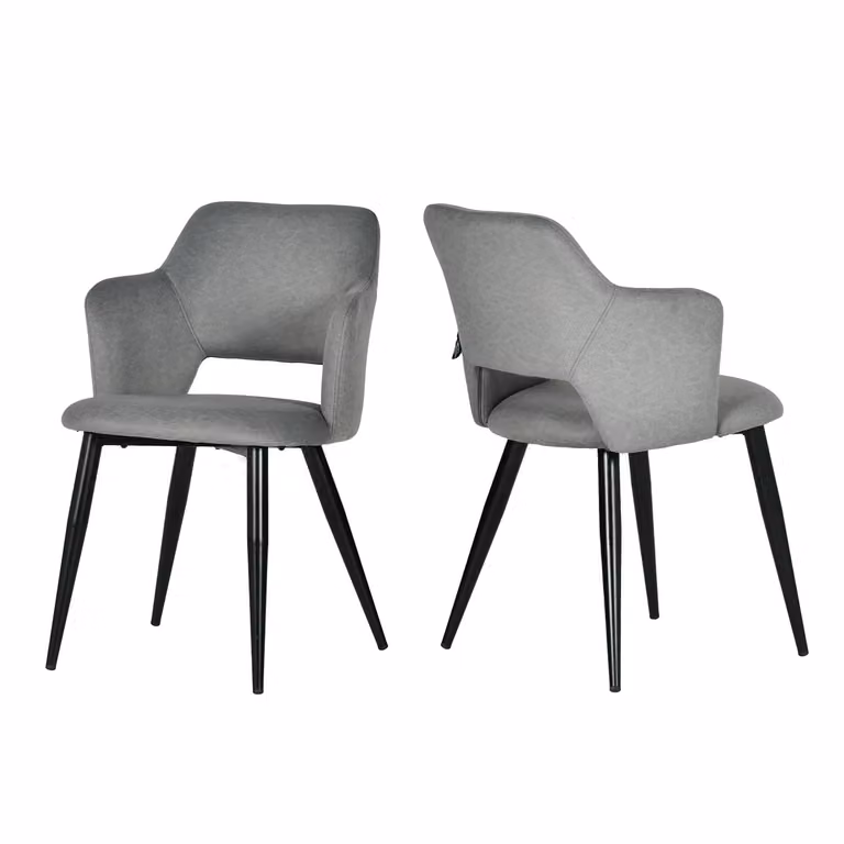 Meubles Cosy Set da 2 sedie da pranzo in stile scandinavo con braccioli, tessuto ecologico e seduta imbottita Grigio - AKANJI CC