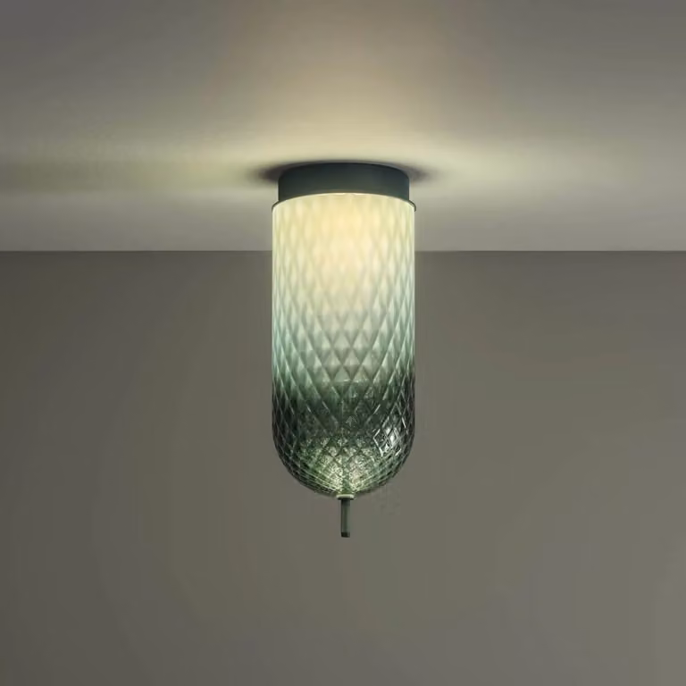OLEV Plafoniera a LED Curuba, Verde, Soggiorno / Sala da pranzo, Vetro, Design, Plafoniera LED