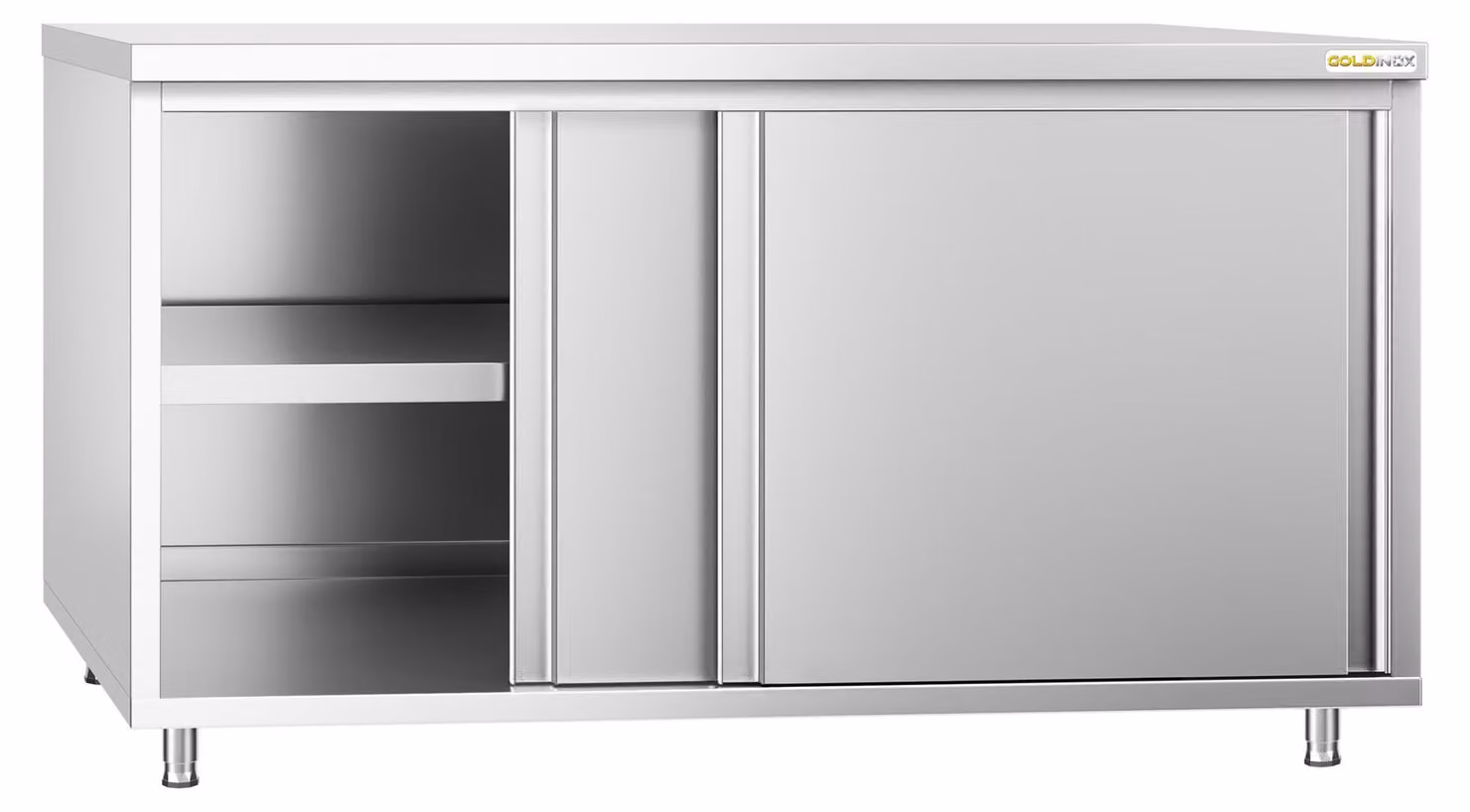 Mobile basso in acciaio inossidabile, dimensioni 2000x700 mm, linea PREMIUM - GOLDINOX