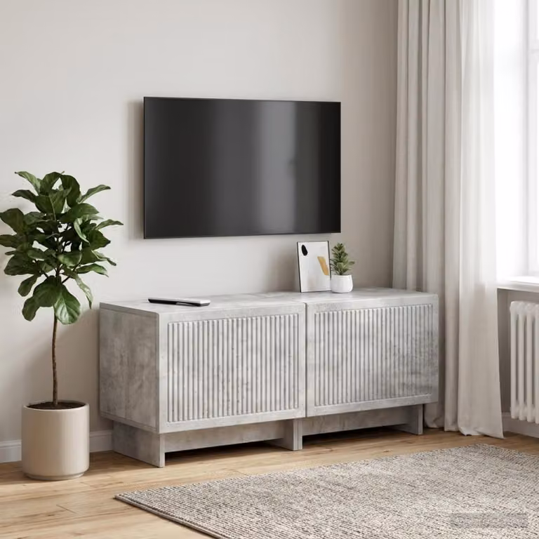 Mobile TV moderno vidaXL in legno ingegnerizzato e MDF, Grigio Cemento