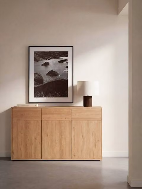 Credenza stretta Hegas Kenay Home colore naturale e marrone – 1