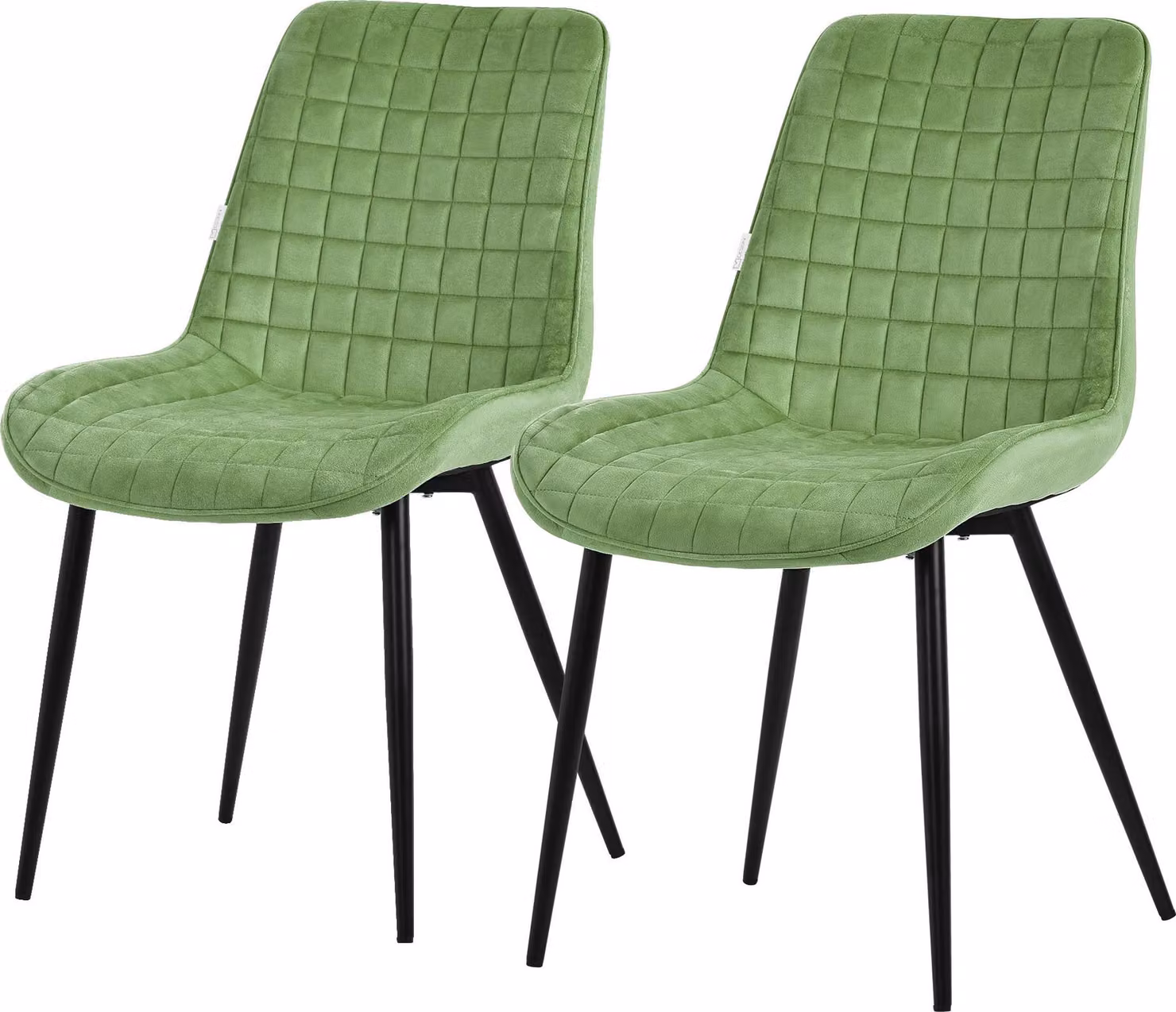 ML-Design Set da 2 sedie da sala da pranzo di seconda scelta, color salvia, seduta in velluto con gambe in metallo nero, sedie da cucina con schienale