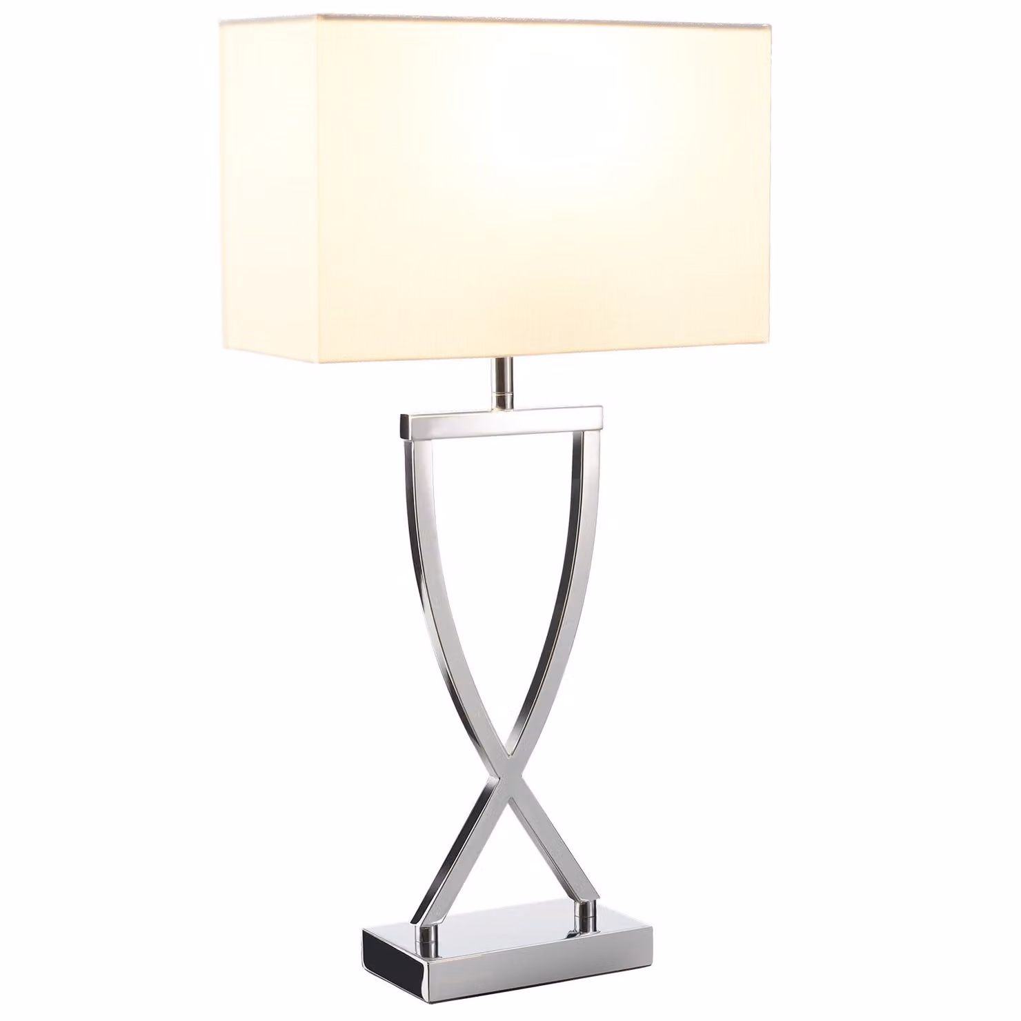 Lampada da tavolo tectake Avina in metallo design moderno, colore cromo e bianco, 60W – 2