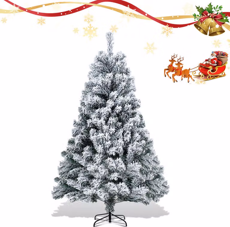 Jayseuw albero di Natale artificiale 150 cm (Ø circa 95 cm) con 550 punte e sistema di piegatura a montaggio rapido, ignifugo, con neve