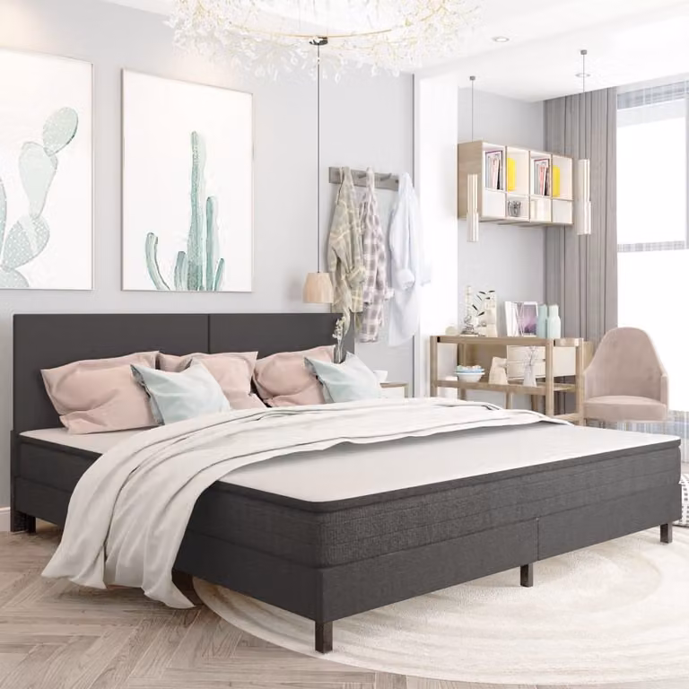 Maison Exclusive - Letto boxspring in tessuto grigio scuro 200x200 cm