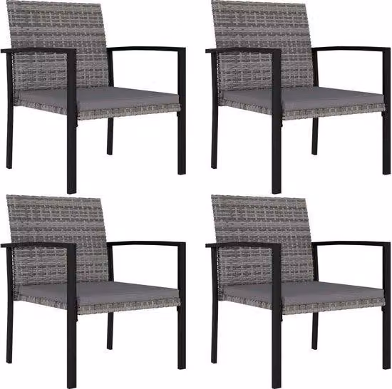 Set di 4 sedie da giardino in polyrattan grigio