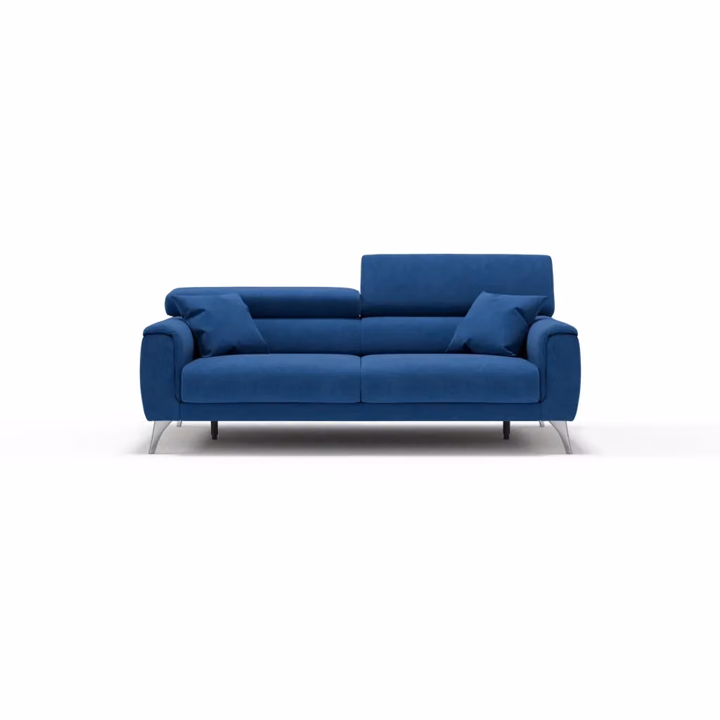 Divano Caravaggio Divani.Store blu con sedute allungabili e poggiatesta reclinabili in tessuto impermeabile L: 199 cm – 2