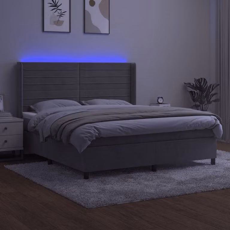 Maison Exclusive - Letto a Molle Materasso e LED Grigio Chiaro 160x200 cm Velluto