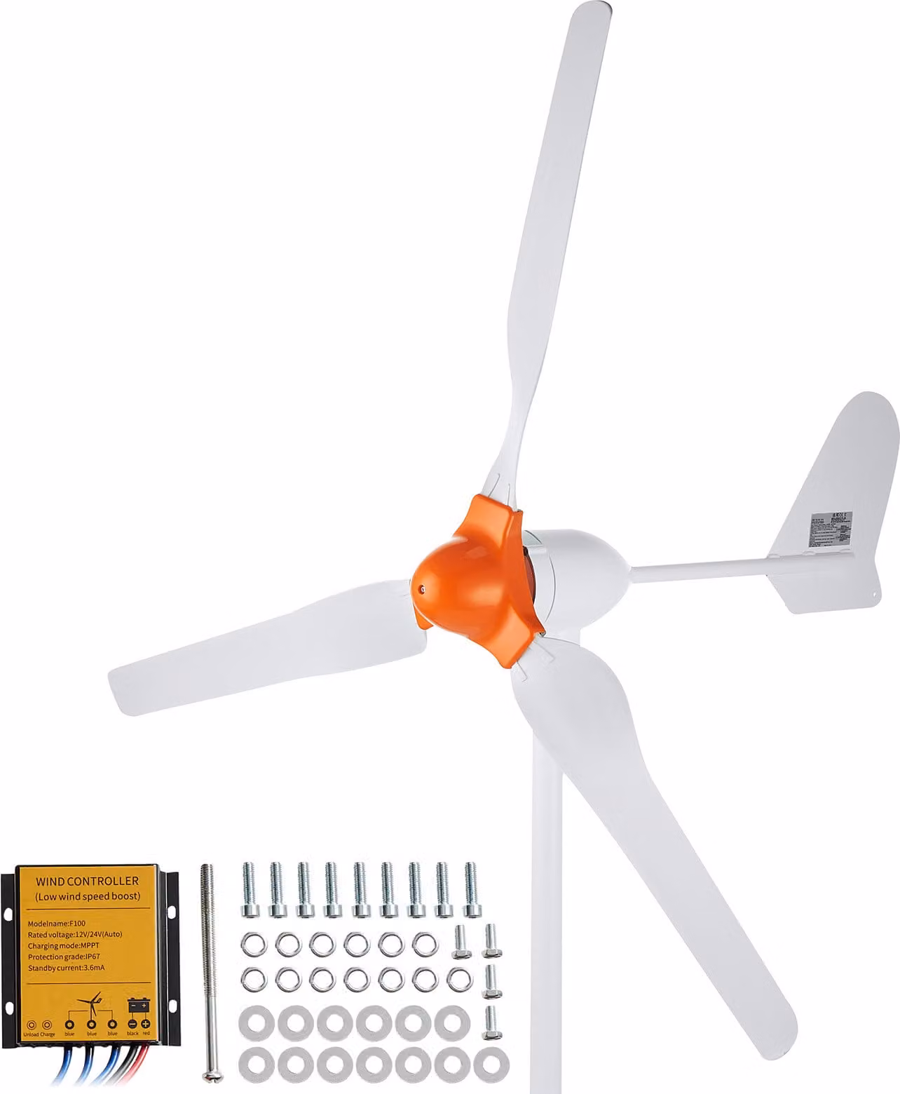 SucceBuy Generatore eolico da 800 W, kit eolico a 3 pale da 12 V con controller MPPT, direzione del vento regolabile e velocità di avvio di 2,5 m/s, per casa, fattoria, camper, barche