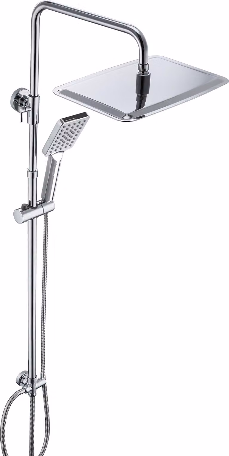 JOHO Set Doccia con Doccia a Pioggia XXL 35x25cm, Asta Doccia Regolabile, Soffione Mano In Acciaio Inox Cromato Completo Senza Miscelatore