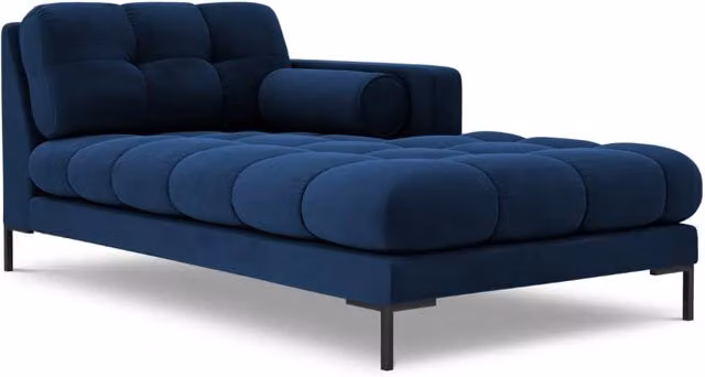 Chaise longue destra Bali di Cosmopolitan Design in velluto blu reale, L: 164 cm, P: 102 cm, H: 75 cm – 1