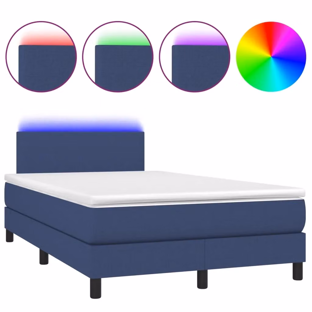 Letto Ibrido con Materasso vidaXL in Tessuto con Illuminazione LED Blu e Porta USB, L/P: 120 x 200 cm – 2
