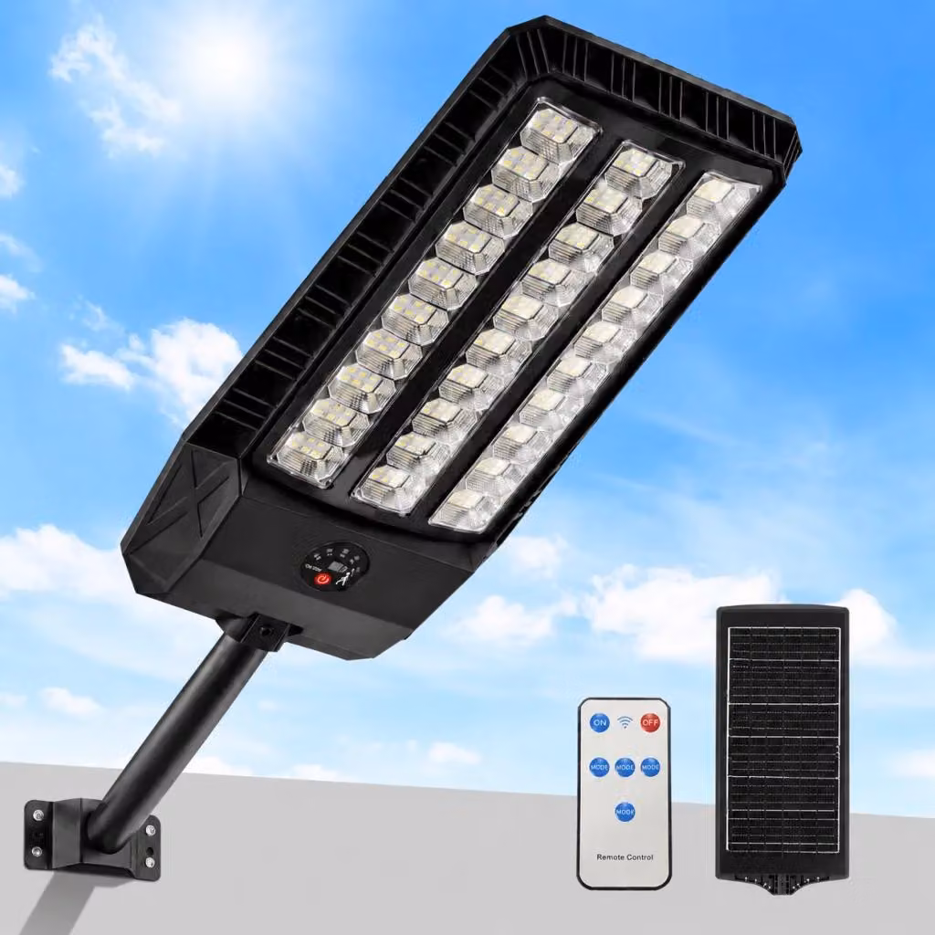 Lampione solare - Faretto LED - 1 lampione - Telecomando - Sensore di movimento - Grado di protezione IP65 (resistente all'acqua) - 6500 K - Per uso esterno