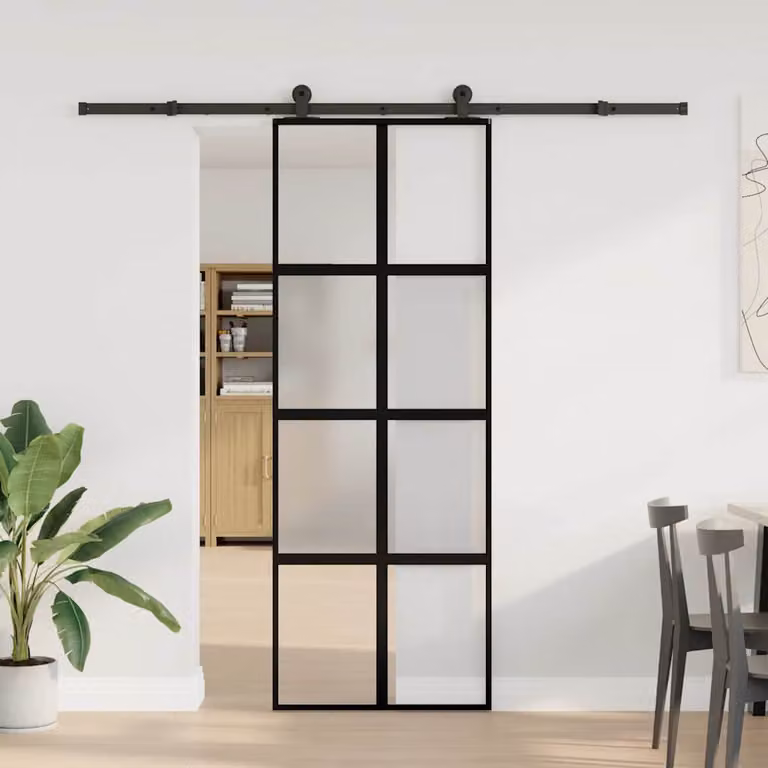vidaXL Porta Scorrevole Ferramenta 76x205 cm Vetro Temperato Alluminio