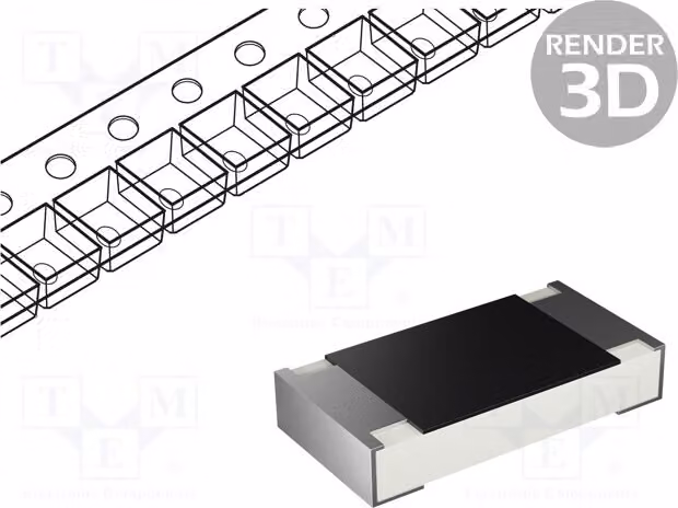 Resistenza: film spesso, 330 kΩ, tolleranza 5%, SMD, 500 mW, dimensioni 1210, temperatura di esercizio -55 ÷ 125 °C, codice SWR13JTEU3303