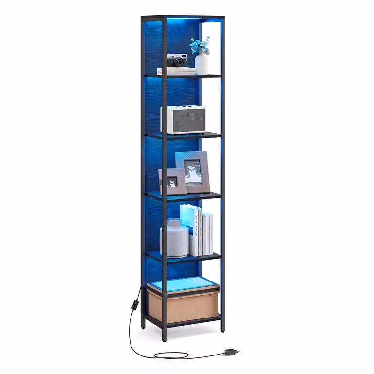 Libreria Scaffale con Luce LED Dimmerabile con Struttura in Acciaio, 40l cm / Nero Ebano