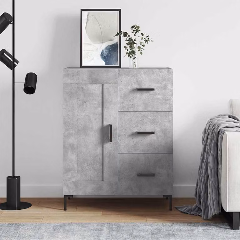 Credenza vidaXL in legno e metallo Grigio e Nero L: 69,5 cm, P: 34 cm, H: 90 cm
