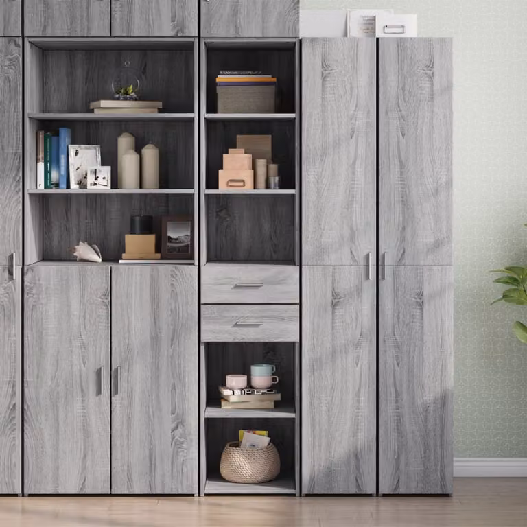Credenza moderna vidaXL in legno e MDF Grigio opaco L: 40 cm, P: 40 cm, H: 185 cm