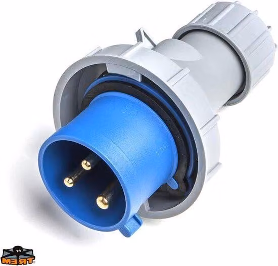 Presa ad alta potenza - Presa industriale - Presa a passaggio diretto per correnti elevate - Impermeabile IP67 - Presa a corrente costante a 3 poli da 16 ampere - Presa blu