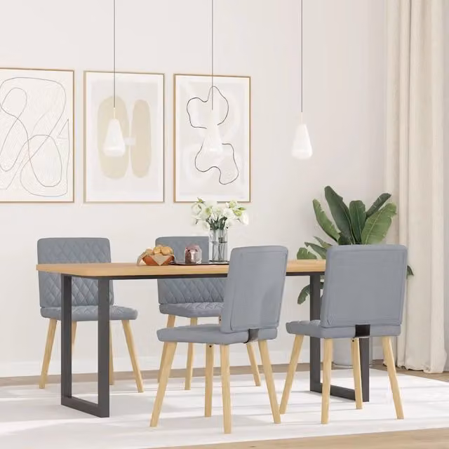 Sedie da Pranzo 4 pz | Sedie da cucina Grigio Chiaro in Tessuto