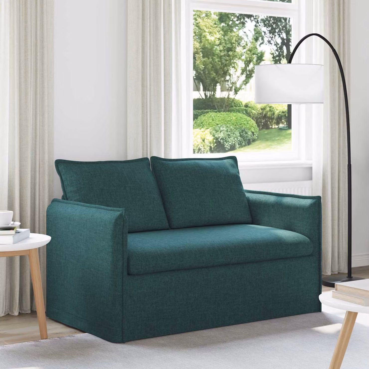 vidaXL Divano Moderno in Tessuto Verde e Nero con Struttura in Metallo L: 136 cm, P: 82 cm, H: 85 cm – 1